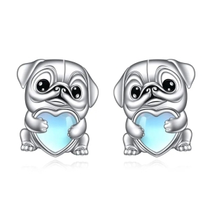 Kolczyki ze srebra 925, Mops