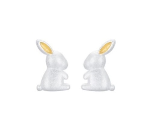 Kolczyki ze srebra 925 zajączki miniaturki 5x8mm