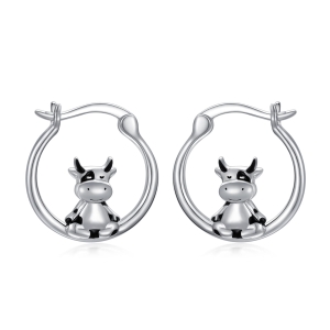 Kolczyki ze srebra 925 Łaciata krowa